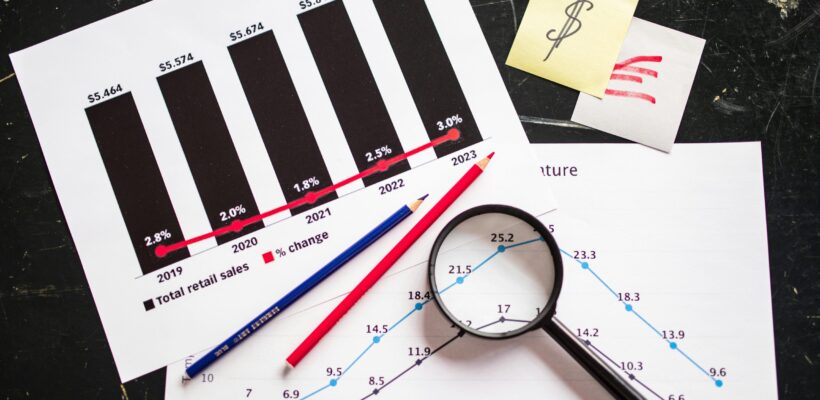Bar chart or financial metrics dashboard