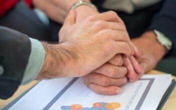 Handshake or strategic partnership graphic