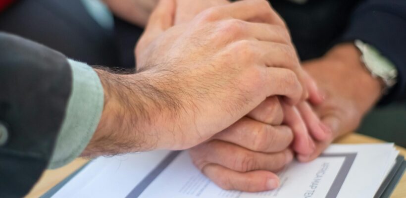 Handshake or strategic partnership graphic