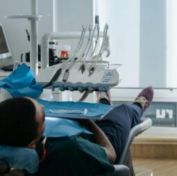 Healthcare clinic or dental chair setup