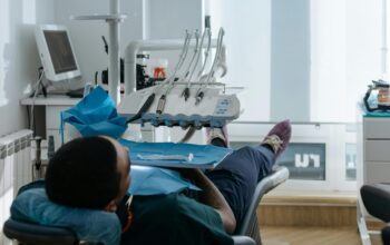 Healthcare clinic or dental chair setup