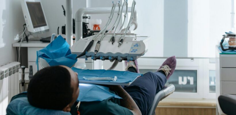 Healthcare clinic or dental chair setup